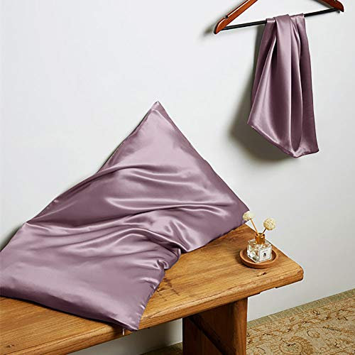 THXSILK 22 Momme Seide Kissenbezug Kissenhülle - Maulbeerseide Kissenbezüge - Hypoallergen mit Reißverschluss Seidenkissenbezug - Pure Seide auf Beide Seiten - Licht Lila 50x75cm