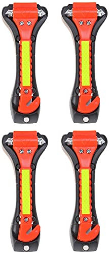 Kriture Marteau de Sécurité Voiture Lot de 4, Brise-Vitre et Coupe-Ceinture, Outil d'urgence 2-en-1 pour Voiture, Kit de Secours
