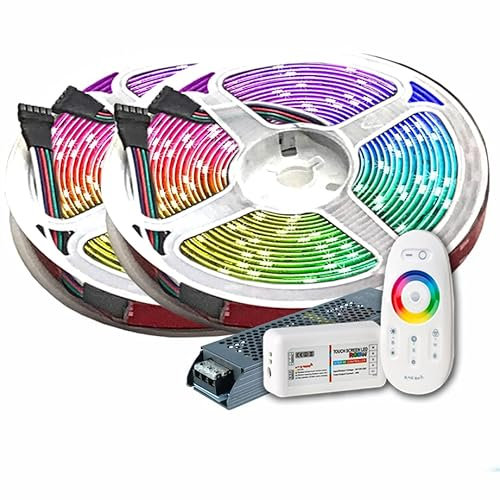 10M PREMIUM LED Streifen Band Strip 24V RGB+WW RGBW 5050 SMD RGB+Warmweiss LED Lichtleiste 600LEDs 60LED's/M+controll mit RF TOUCH Fernbedienung +24v 12,5A 300W Netzteil Ultra Slim Trafo - Sicher