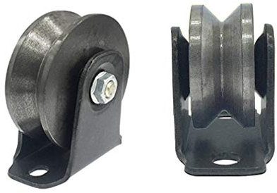 2 V-Nut Transportrollen,Gusseisen Möbelrollen,Schwerlastrollen-Riemenscheibe,Richtungsrad,Doppellager,Lackierte Oberfläche,für Winkeleisen,Drahtseilschiene,Schiebetür (40mm/1.5zoll)