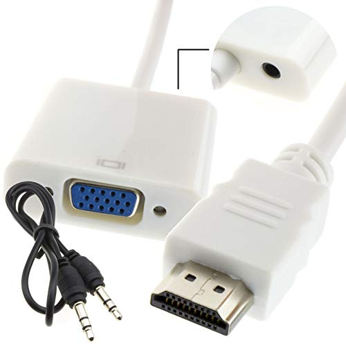 kenable HDMI Digital Zum SVGA 15 Polig Analogon Mit Audio Konverter Adapter Weiß 1080p