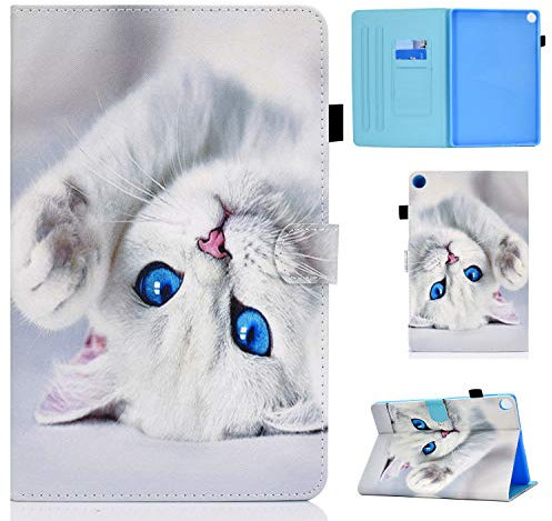 Aswant Huawei Matepad T10/T10s - Funda de piel sintética tipo libro con tapa magnética para Huawei Matepad T 10 de 9,7 pulgadas/Huawei Matepad T 10s de 10,1 pulgadas, diseño de gato blanco