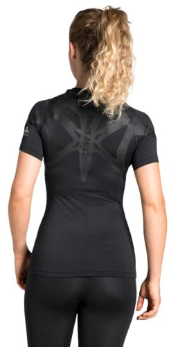Odlo Damen Kurzarm Laufshirt Active Spine, Black, XS