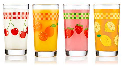Libbey Bicchieri da succo vintage, 325 ml, assortiti, set di 4