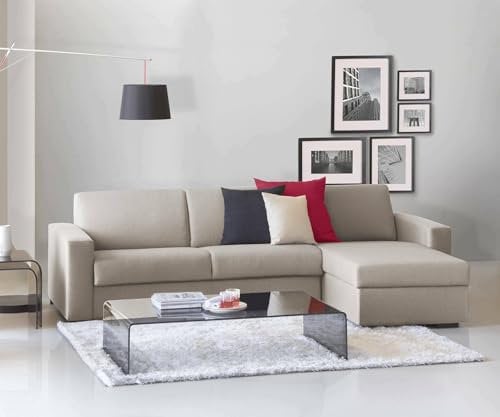 Talamo Italia - Schlafsofa mit Halbinsel Alicya, Sofa mit umkehrbarer Containerhalbinsel, Standardarmlehnen, 100 % Made in Italy, cm 280 x 95 x 90, Taupe