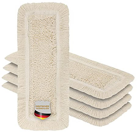 Okaei 5 Stück Wischmopp Bezug (60 cm) - Bodenwischer-Wischbezug zur Trocken- & Nassreinigung - Bodenwischer-Bezug für alle Gängigen Wischmopp-Halter und Pressen - Hochwertiger Wischer-Bezug Beige