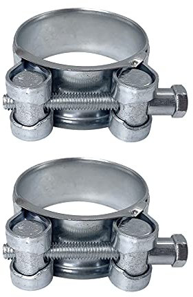 (Pack of 2 pcs) Pipe 44-47 mm Strong Reinforced Pipe Clamps, Galvanized Steel Tube Hose Clamp Fasteners (2 pcs, 44-47 mm)