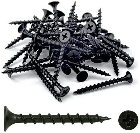 TERF® Drywall Coarse Thread Sharp Point Screws 3.5 X 25mm Phillips Drive Flat Countersunk Black Phosphate Finished For Drywall Plasterboard Wood Timber Multi Purpose Use - Pack of 100