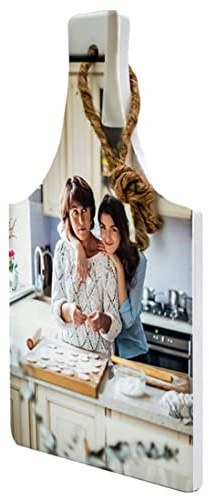 GIFART Stampa su Tagliere sottopentola in ceramica personalizzato con foto, frase, logo. Varie forme, con laccio in juta per appenderlo e fondo in sughero antiscivolo (RETTANGOLARE)