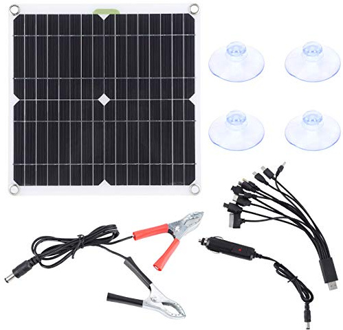 Dioche Panneau Solaire Portable, Kit de chargeur de panneau solaire de voiture 200 W Kit de chargeur universel portable pour téléphone portable MP3 pour véhicule RV Yacht
