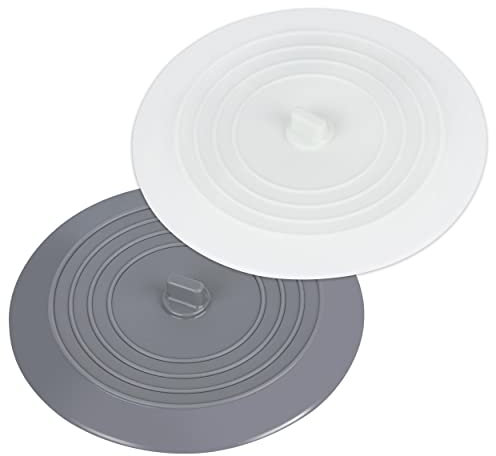 Silikon Wanne Stopper, Universal Abflussstöpsel, Abflussstopfen Reisen Abflussabdeckung für Küche Badezimmer Wäschereien Spüle Dusche, Grau und Weiß (2 Stücke)