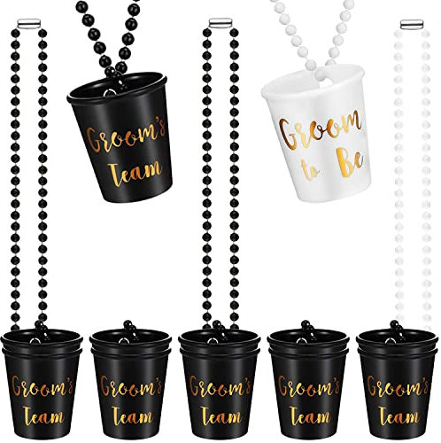 Schnapsglas Zum Umhängen JGA Becher Accessoires Frauen Schnapsgläser mit Kette 12 Stück Shotgläser Becher zum Umhängen für Team Braut Junggesellinnenabschied Brautparty (Schwarz und Weiß)