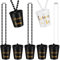 Équipe Mariée Verres à Shot 12 Pièces Collier Bachelorette Plastique Perlé Collier Verre Mariée avec Feuille d'Or pour Fête de Bachelorette Mariage(Noir et Blanc)