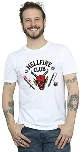 Absolute Cult Netflix Men's Stranger Things Hellfire Club T-Shirt White XX-Large