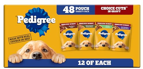 Pedigree Choice Cuts Wet Dog Food Pouch, Protein Variety, 3.5 oz, 48 Count