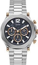 Guess US Men's Silver-Tone Cut-Through Multifunction Watch