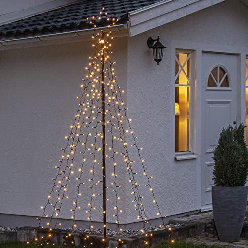 MARELIDA LED Lichterbaum mit Sternspitze - H: 2,35m - 420 warmweiße LED - inkl. Kabel - Outdoor - schwarz