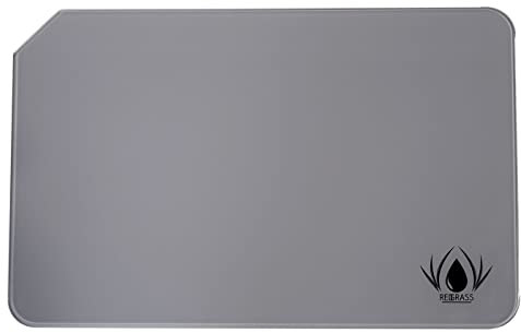 Redgrass Palette en Verre pour Peinture à l'huile, Acrylique, Peinture Miniature – Studio XL – Verre trempé avec Bords biseautés – 4 Pieds en Caoutchouc – Dos Gris Clair