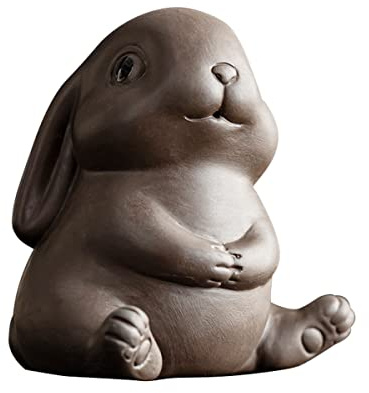 Hoobar Chinese Tea Pet Mini Rabbit Tea Pet Mini Ceramics Cute Rabbit tea Pet for Kungfu Tea Tray Desk Ornament for Kungfu Tea Table (Zisha 2)