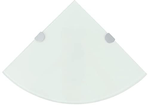 FIRBNUS Eckregal Badregal 2 STK. 35x35x0,8 cm Regalboden Glas Glasregalboden Bad Regal Glas Schwebend für Wohnzimmer Badezimmer Glasregal Wandregal Glas Gehärtetes Glas mit Verchromten Weiß