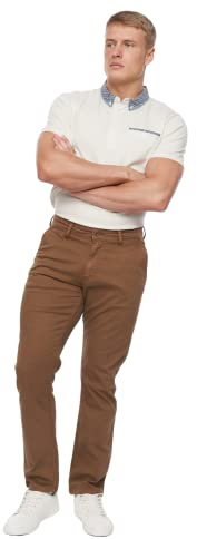 Bewley and Ritch Mens Slim Fit Chino Cotton Summer Casual Trousers(34W/32L,Dark Stone)