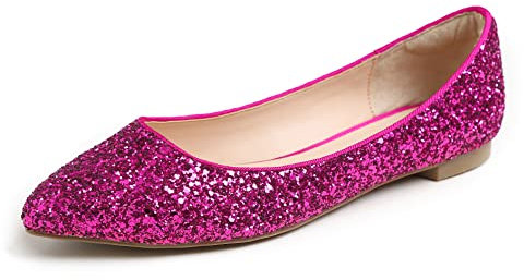 Feversole Ballerina in Paillettes Luccicanti Colorata con Cuscino in Memory Foam per amaretti da Donna Fucsia caldoTaglie 38.5