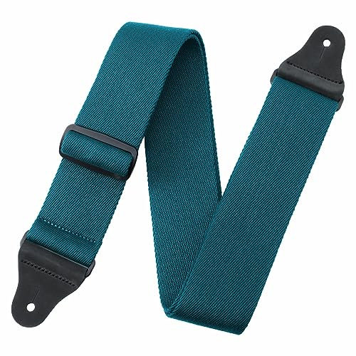 Nefelibata Gitarrengurt, 2,3 verdickt solide Farbe Baumwolle Gitarrengurte mit Korn Leder Enden für Bass, elektrisch & akustisch, kommen mit Dichtung und Kopfplatte Seil (Sky Blue)