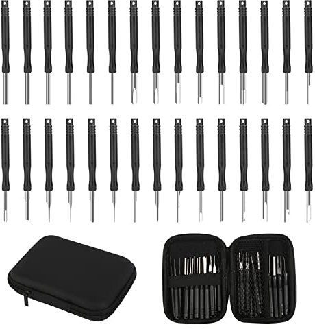 xnnmzhao Terminal Entfernung Werkzeugsatz, 30 STK Auto Kabel Stecker Ausbau Werkzeug Pin Auszieher Reparatur, Entferner Schlüsselwerkzeuge mit Schutzhülle für Meisten Steckverbinder Terminals