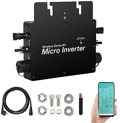 Jadeshay Wechselrichter 800W, PV Wechselrichter IP65 Wasserdicht Wechselrichter Solar mit WLAN APP Monitor, 22-60VDC Eingang Wechselrichter Balkonkraftwerk AC 230V