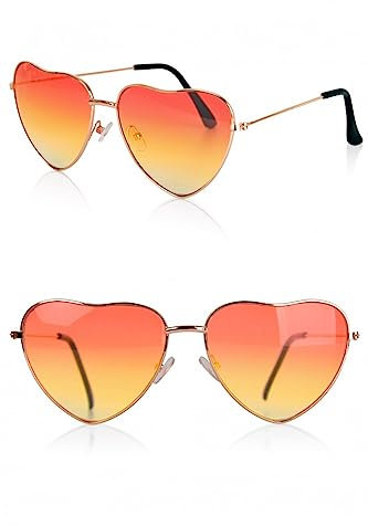 MIMIKRY Getönte Herzbrille mit Verlauf Party Brille Herzen Damen Herren JGA Festival, Farbe:Rot