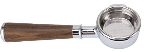 Bodenloser Siebträger E61 Brühfilterkorb 2 Ohren Griff aus Aluminiumlegierung Aluminiumlegierung, Holz 58 Mm Gefiltertes Aluminiumlegierungsmaterial Aluminiumlegierung (Schwarzdorn)