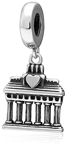 Brandenburger Tor Charms Anhänger passen Pandora Griechisch Armband, 925 Sterling Silber Deutschland Berlin Anhänger Triumphbogen Perlen, Ich liebe es zu reisen Charm Geschenke für Mama/Papa/Familie