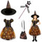 Costume Da Strega Di Halloween Per Bambini Con Luci - Vestito, Cappello, Bacchetta Magica - Per Cosplay (S)