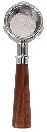 Pssopp 58mm Bottomless Portafilter, 3 Ears Design Portafilter with Solid Wood Handle for Coffee Machines (A1 Style Redwood)