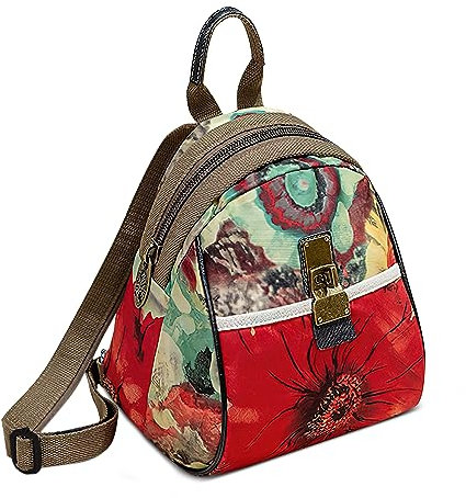 DEEVORCA Damen Anti Diebstahl Rucksack – Wasserdichter Oxford Rucksack mit Reißverschluss-Schultergurt, umwandelbar zur Brusttasche, Ideal für Freizeit, Shopping & Kurztrips (Weinrot,L)