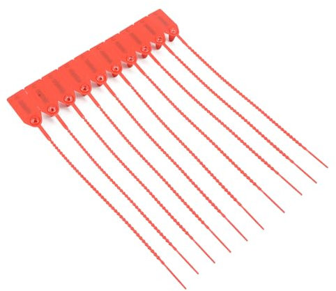 Funnytek 100PCS Plastic Tags, Security Seals Numbered Zip Ties Anti-Tamper Tags Pull for Luggage, Fire Extinguisher, Lothes, Shoes, etc(U 006001 to U 006100) Red, Red (100PCS)