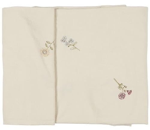 IB Laursen Tischdecke Flora, beige mit Stickereien, 150 x 150 cm