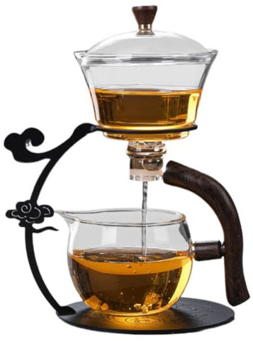 MYBAQ, Lazy Kung Fu Service à thé en verre, théière magnétique, service à thé semi-automatique, théière en verre, théière automatique à la maison, pour infuser des thés en vrac et des fleurs à la
