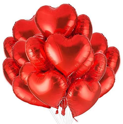 Herz Folienballon Rot 30 Stück,Herzballons Hochzeit Rot,Herz Helium Luftballons,Herzluftballons für Party,Geburtstag,Valentinstag, Hochzeit, Verlobung,Muttertag Dekoration