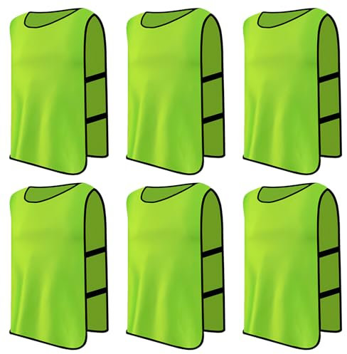 Ehuihuan 6 Stück Fußball Leibchen Kinder Set, Sport Training Lätzchen, Trainingsleibchen Basketball für Kinder, Sport Trikot Leibche für Fussball, Netzball, Rugby, Hockey, Cricket, Volleyball (Grün)