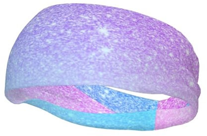 Sport-Schweißband, Unisex-Stirnbänder, Schweißbänder, Haarband für Fitnessstudio, Radfahren, Tennis,Lila rosa Glitzer-Ombre-Blauer Farbverlauf