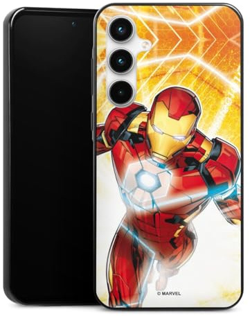 DeinDesign Slim Case extra dünn kompatibel mit Samsung Galaxy A35 5G Silikon Handyhülle schwarz Hülle Iron Man Marvel Feuer