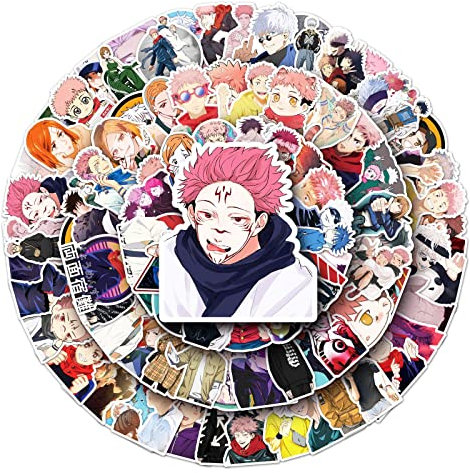 Jujutsu Kaisen Aufkleber 100Pcs für Koffer, Skateboard, Laptop, Computer, Wasserflaschen, Auto, Teenager, Jungen und Mädchen, wasserfester Aufkleber