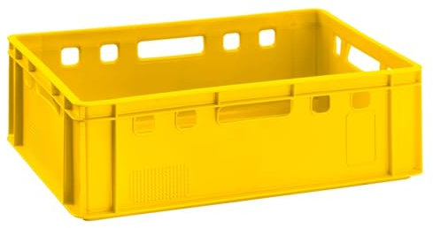 BURI Fleischkiste E2 gelb 60x40x20cm Lagerkiste Eurobox aus Deutschland lebensmittelecht, robust, stapelbar