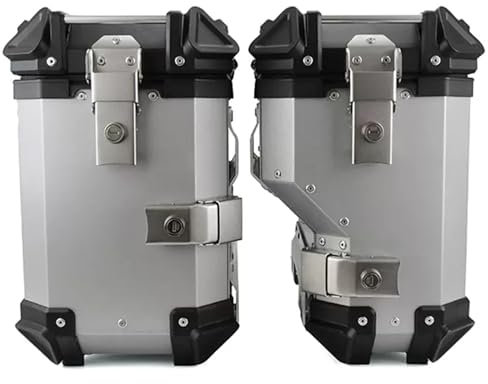 Motorrad-Seitenkoffer, 38 l, Aluminium, Harte Seiten-Satteltasche für Motorräder, Aufbewahrungskoffer, Gepäck, Lederfutter, stoßfest, Paar-Aufbewahrungskoffer, passend für die meisten Advent