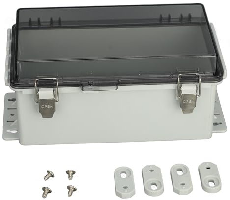 Mavaol 9.8 x 4.7 x 4.3 in Outdoor Waterproof Electrical Junction Box, with Clear Hinged Cover, IP66 Rain Protection ABS Plastic Enclosure for Garden Patio, Power Outlets, Router