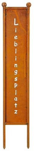 Lieblingsplatz Stele - Gartendeko zum Stecken in Rost 78cm groß Edelrost Blumenstecker