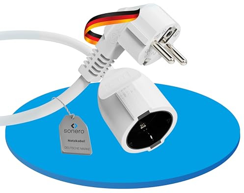 sonero Verlängerungskabel Stromkabel, Schutzkontakt Stecker Buchse, 10m | Verlängerung Strom Kabel Kabelverlängerung Netzkabel Steckdosenverlängerung für Haushalt, Büro, TV, Computer, weiß
