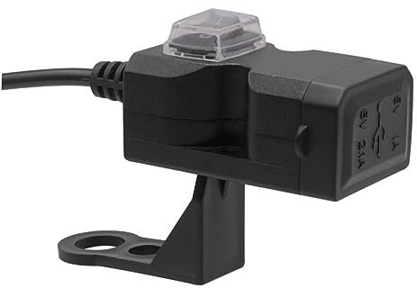FUNOMOCYA 3.1a USB-ladesteckdose Für Motorrad Dreirad ATV Roller Und Andere Fahrzeuge Dual-Ports Mit Schutzabdeckung Für Motorradfahrer Schwarz