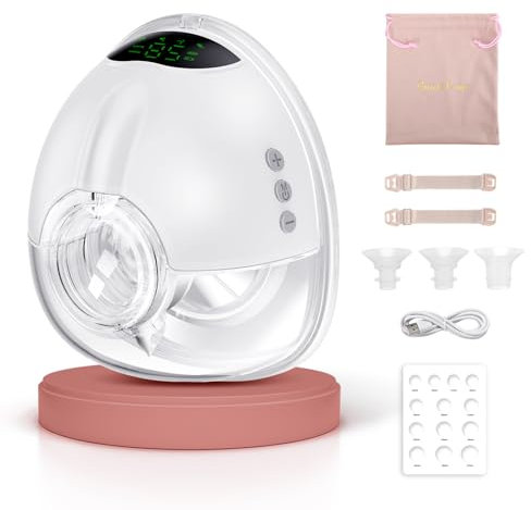 Wearable Electric Breast Pump, Breast Pump Hands Free, 4 Modes & 9 Levels, Portable, Rechargeble, Painless, Low Noise, BPA Free, 17/19/21/24MM Flanges (1 Pack)
